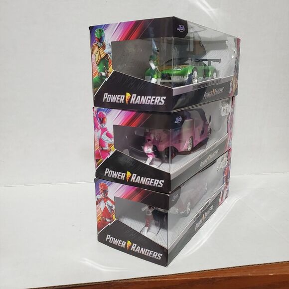 JADA Toys Power Rangers 1:24 Cars Green, Pink & Red Ranger Bundle Lot Of 3 New - Picture 3 of 9